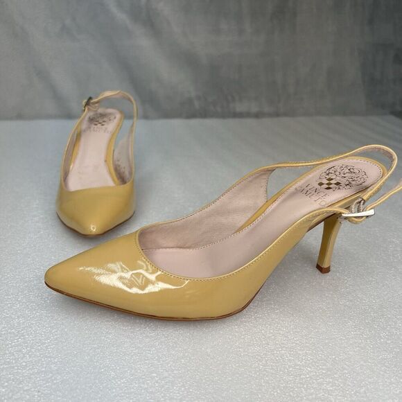 Vince Camuto Pointed Toe Slingback Patent Leather Sandals‎ US 7M Yellowish - Picture 1 of 11